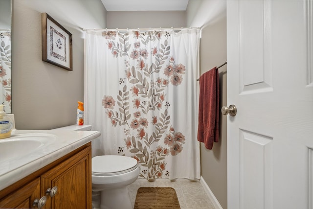 4820 Griffith Rd, Holt, FL 32564 - full bath featuring vanity, a shower with shower curtain, and tile patterned flooring
