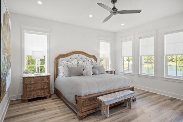 1831 Tuscana Pl, Miramar Beach, FL 32550 - bedroom featuring light wood-style floors, recessed lighting, and ceiling fan