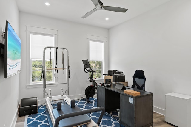 1831 Tuscana Pl, Miramar Beach, FL 32550 - home office with wood finished floors, plenty of natural light, recessed lighting, and ceiling fan