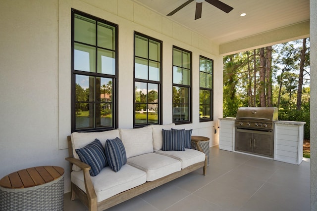 1831 Tuscana Pl, Miramar Beach, FL 32550 - view of patio / terrace with exterior kitchen and ceiling fan