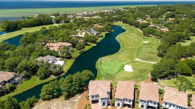 1831 Tuscana Pl, Miramar Beach, FL 32550 - aerial view of property and surrounding area featuring a nearby body of water, a golf club, and nearby suburban area