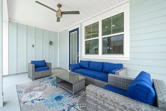 8546 Dreams Float Ct, Panama City Beach, FL 32413 - porch featuring ceiling fan and outdoor lounge area