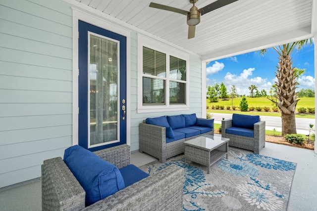 8546 Dreams Float Ct, Panama City Beach, FL 32413 - view of patio with a ceiling fan and outdoor lounge area