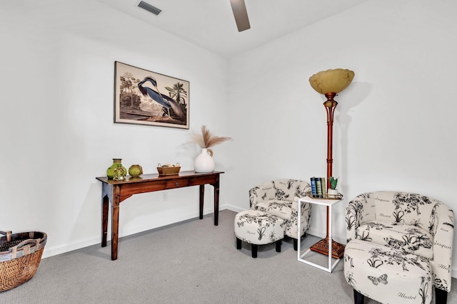 8546 Dreams Float Ct, Panama City Beach, FL 32413 - sitting room featuring a ceiling fan and carpet flooring