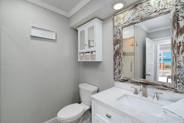 58 Montgomery St, Santa Rosa Beach, FL 32459 - full bath featuring crown molding, vanity, and a shower with curtain