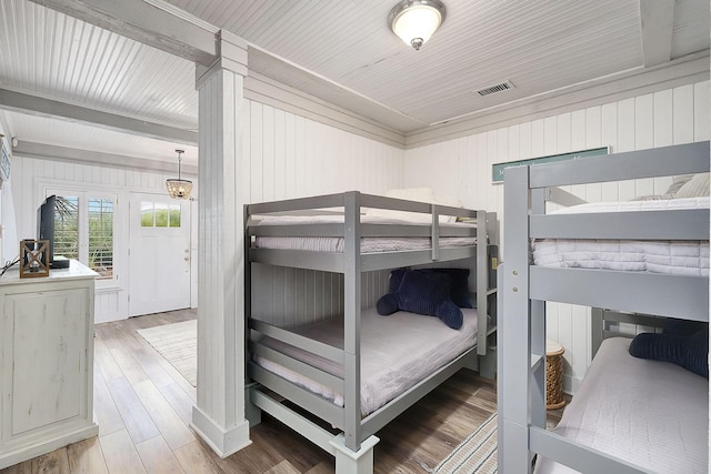 58 Montgomery St, Santa Rosa Beach, FL 32459 - bedroom with wood finished floors, wooden ceiling, and wooden walls
