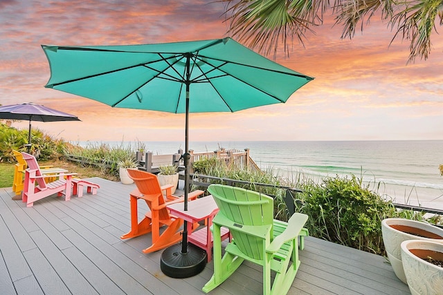 58 Montgomery St, Santa Rosa Beach, FL 32459 - deck at dusk featuring view of water and beach
