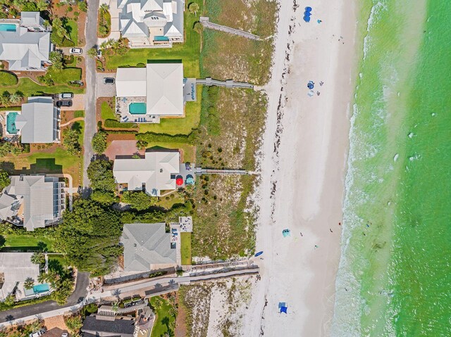 58 Montgomery St, Santa Rosa Beach, FL 32459 - aerial view of property and surrounding area featuring unending shoreline and nearby suburban area