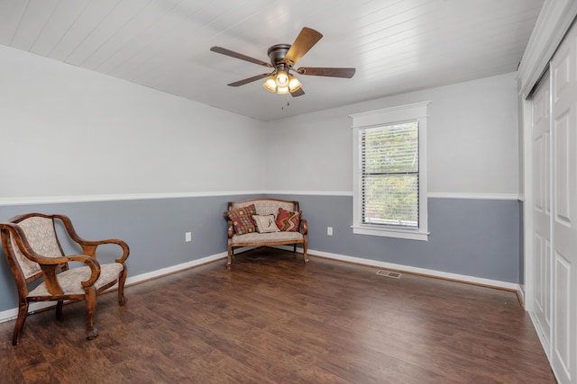 6539 Robar Tesora St, Navarre, FL 32566 - living area featuring wood finished floors and a ceiling fan