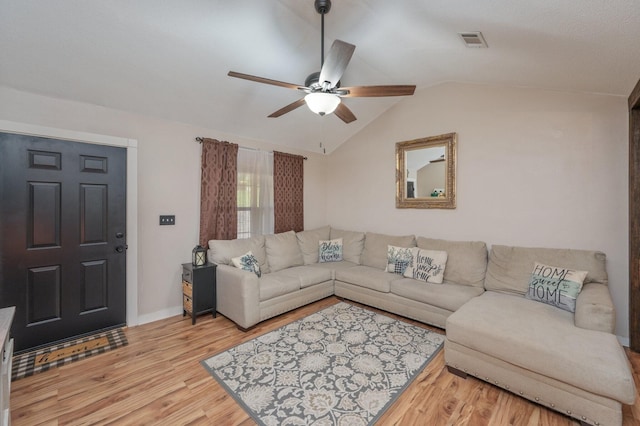 313 Lakeview Dr, Crestview, FL 32536 - living room with a ceiling fan, wood finished floors, and lofted ceiling