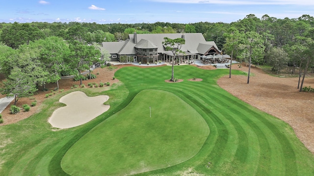 1510 Match Point Ln Unit 303, Panama City Beach, FL 32413 - aerial view of property and surrounding area featuring a golf club and a heavily wooded area