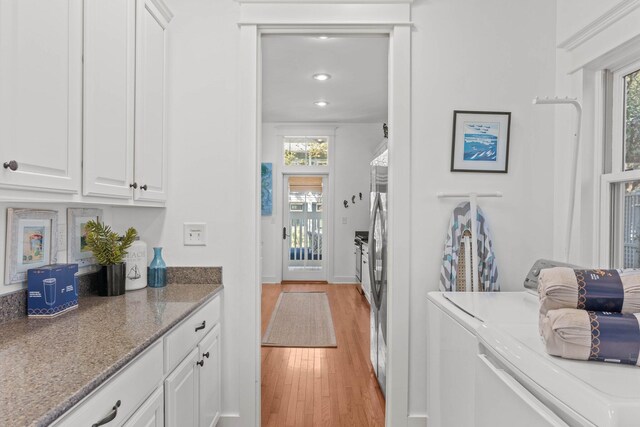 97 Red Cedar Way, Santa Rosa Beach, FL 32459 - bar featuring washing machine and clothes dryer, light wood-type flooring, and recessed lighting