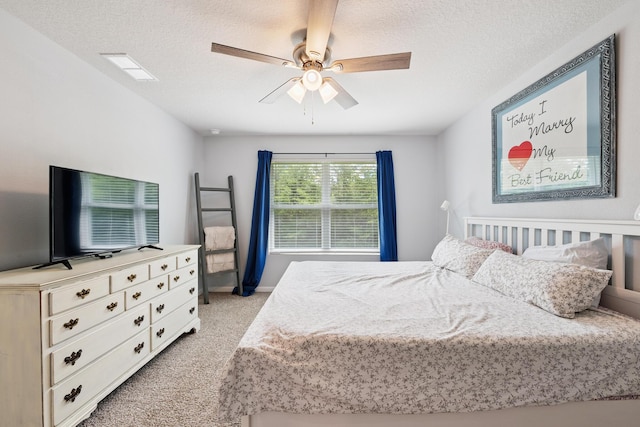 6721 Sarah Ann Way, Laurel Hill, FL 32567 - bedroom featuring light carpet, a textured ceiling, and ceiling fan