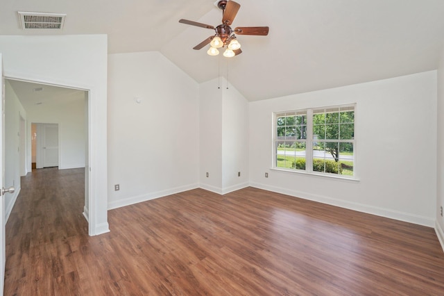 24 W Violet Ln, Defuniak Springs, FL 32433 - unfurnished room with ceiling fan, lofted ceiling, and wood finished floors