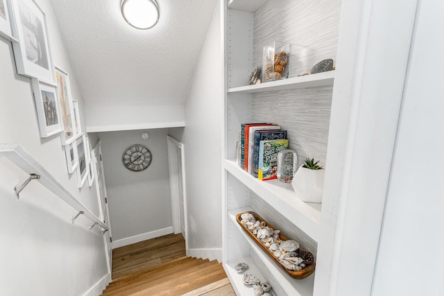 192 Lake Pointe Dr, Santa Rosa Beach, FL 32459 - stairway featuring wood finished floors and a textured ceiling