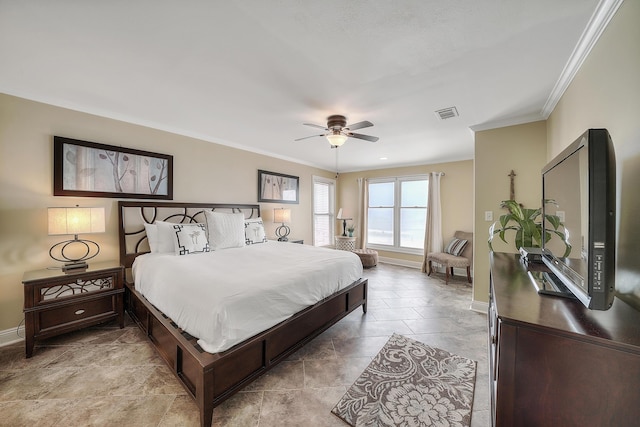 2905 Scenic Gulf Dr, Miramar Beach, FL 32550 - bedroom featuring crown molding and a ceiling fan
