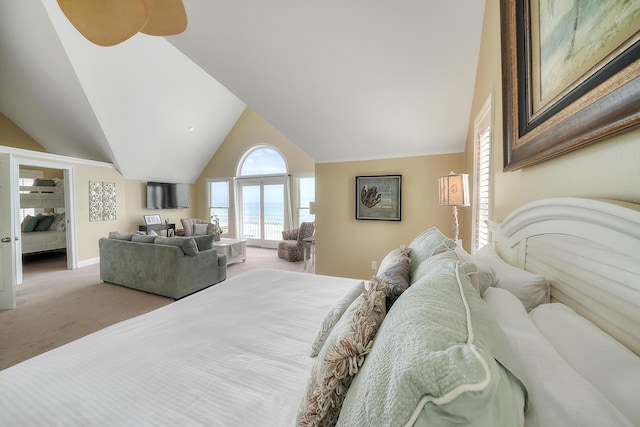 2905 Scenic Gulf Dr, Miramar Beach, FL 32550 - carpeted bedroom featuring vaulted ceiling and baseboards
