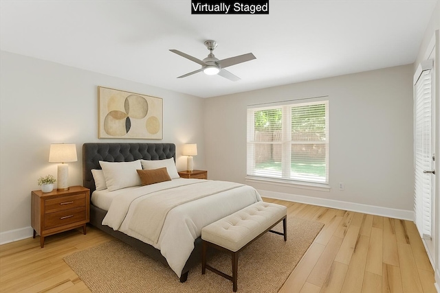 2050 Biscayne Blvd, Navarre, FL 32566 - bedroom with light wood finished floors and ceiling fan