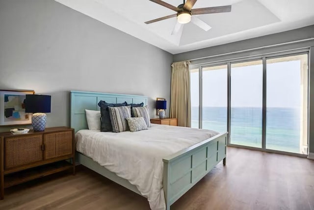 10517 Front Beach Rd Unit 1406, Panama City Beach, FL 32407 - bedroom with access to outside, wood finished floors, and ceiling fan
