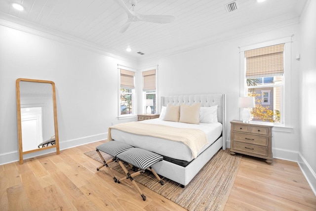 49 Clipper St, Inlet Beach, FL 32461 - bedroom with wood ceiling, light wood-style floors, multiple windows, crown molding, and recessed lighting