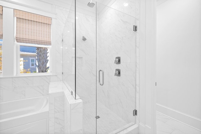 49 Clipper St, Inlet Beach, FL 32461 - full bath with a bath, marble finish floors, and a shower stall