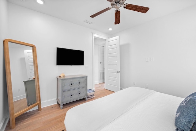 49 Clipper St, Inlet Beach, FL 32461 - bedroom with light wood-style floors, recessed lighting, and ceiling fan