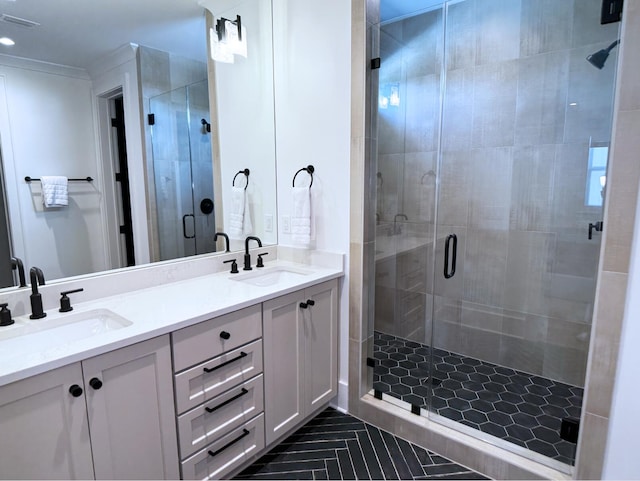 83 Norman Ct, Inlet Beach, FL 32461 - bathroom with double vanity and a shower stall