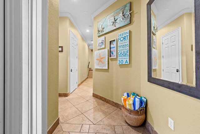 37 Conch Cay, Destin, FL 32541 - hallway featuring ornamental molding and light tile patterned flooring