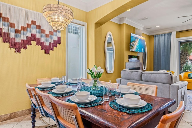 37 Conch Cay, Destin, FL 32541 - tiled dining area with a chandelier and ornamental molding