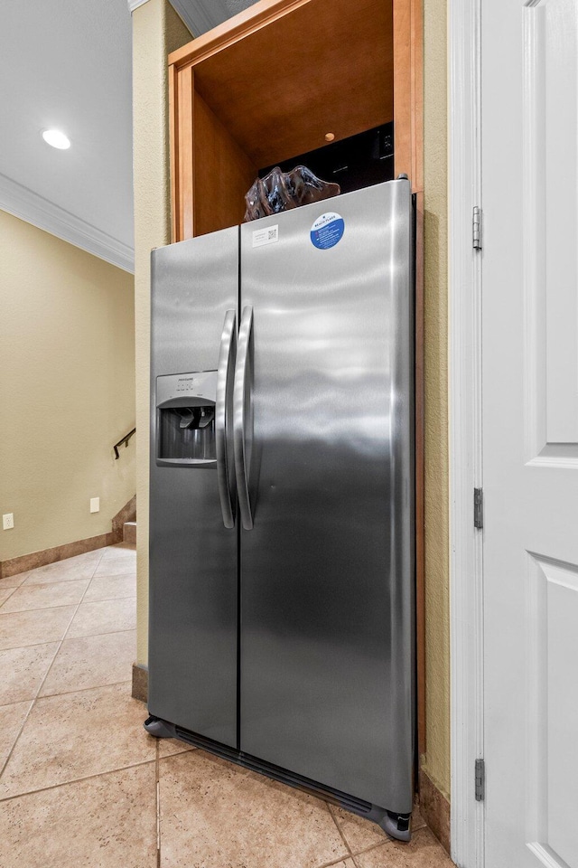 37 Conch Cay, Destin, FL 32541 - kitchen with stainless steel fridge and light tile patterned floors