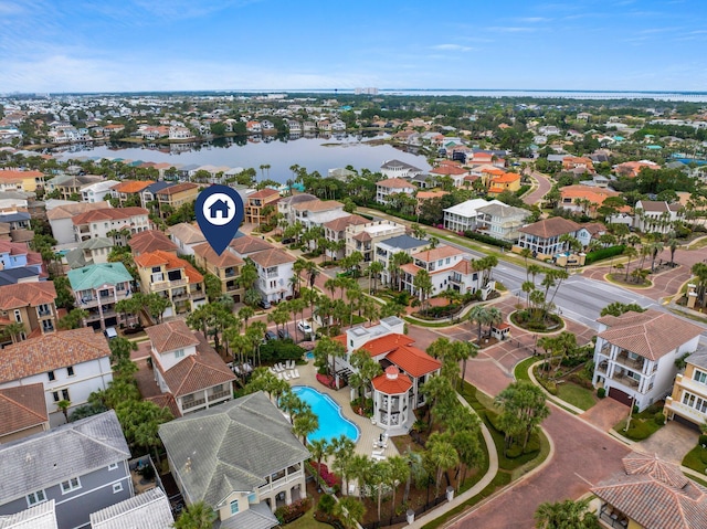 37 Conch Cay, Destin, FL 32541 - aerial perspective of suburban area with a large body of water and a pool area
