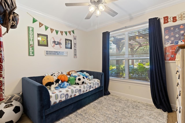 1009 Forest Shore Dr, Miramar Beach, FL 32550 - bedroom featuring crown molding and ceiling fan