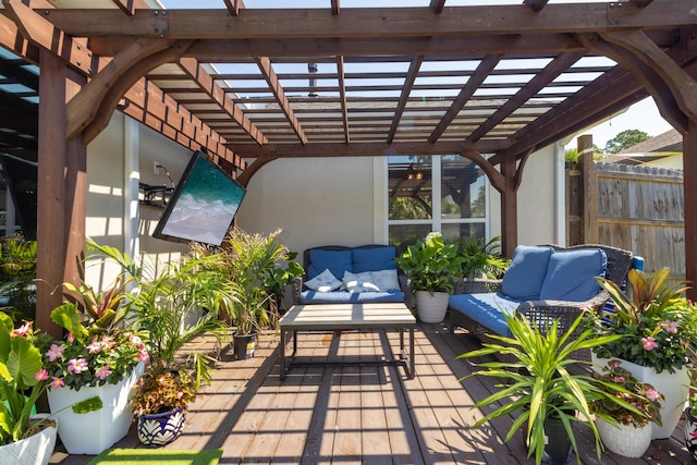 1009 Forest Shore Dr, Miramar Beach, FL 32550 - view of patio / terrace with an outdoor hangout area and a pergola