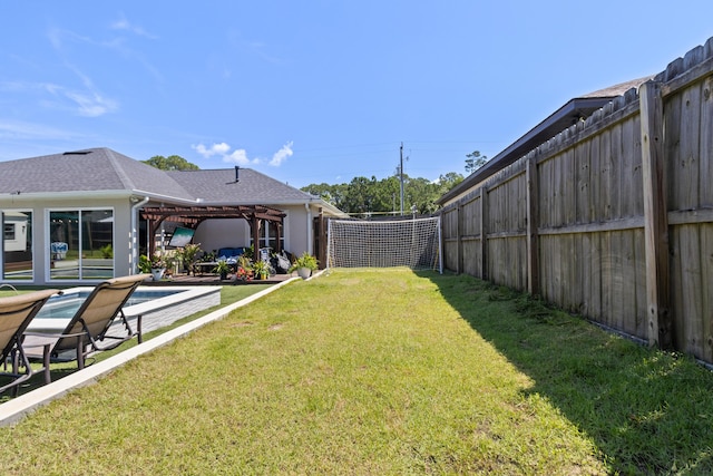 1009 Forest Shore Dr, Miramar Beach, FL 32550 - fenced backyard with a pergola, a swimming pool, and a patio area