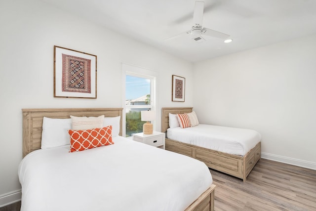 65 Sandy Shores Ct, Inlet Beach, FL 32461 - bedroom with light wood-style floors, recessed lighting, and ceiling fan