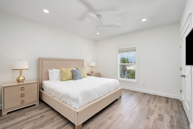 65 Sandy Shores Ct, Inlet Beach, FL 32461 - bedroom with light wood finished floors, recessed lighting, and ceiling fan