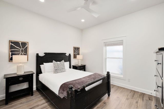 65 Sandy Shores Ct, Inlet Beach, FL 32461 - bedroom with light wood-style flooring, recessed lighting, and a ceiling fan