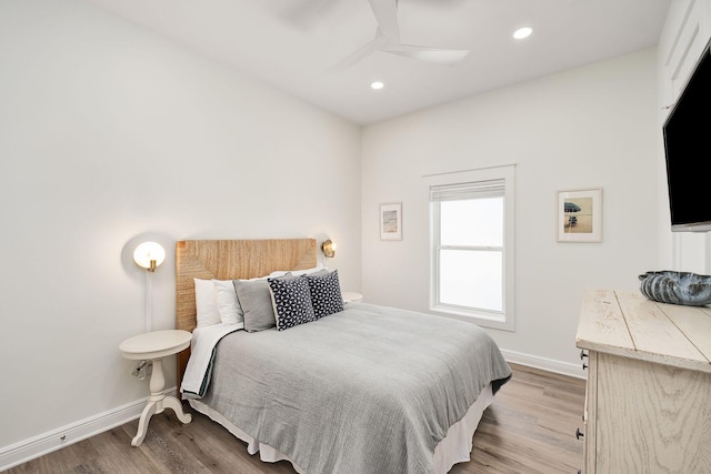 65 Sandy Shores Ct, Inlet Beach, FL 32461 - bedroom featuring light wood finished floors, recessed lighting, and ceiling fan