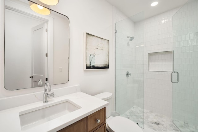 65 Sandy Shores Ct, Inlet Beach, FL 32461 - full bath featuring vanity, a stall shower, and recessed lighting