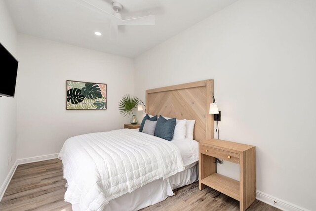 65 Sandy Shores Ct, Inlet Beach, FL 32461 - bedroom with wood finished floors, recessed lighting, and a ceiling fan
