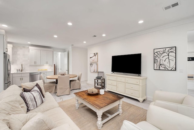 65 Sandy Shores Ct, Inlet Beach, FL 32461 - living room featuring recessed lighting and crown molding