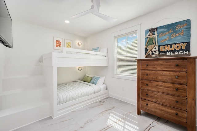 65 Sandy Shores Ct, Inlet Beach, FL 32461 - bedroom featuring marble finish flooring, a ceiling fan, and recessed lighting