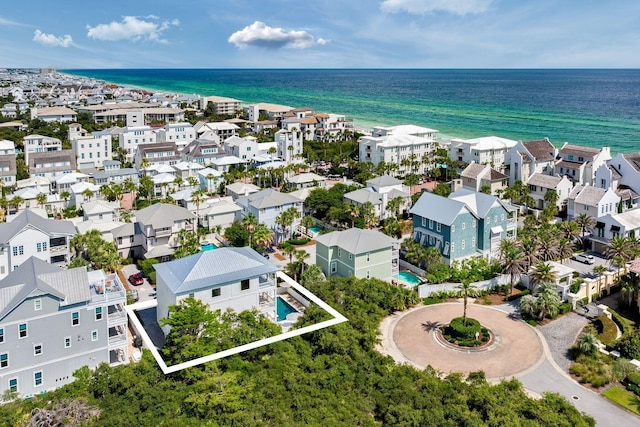 65 Sandy Shores Ct, Inlet Beach, FL 32461 - aerial view of residential area featuring a large body of water and property parcel outlined