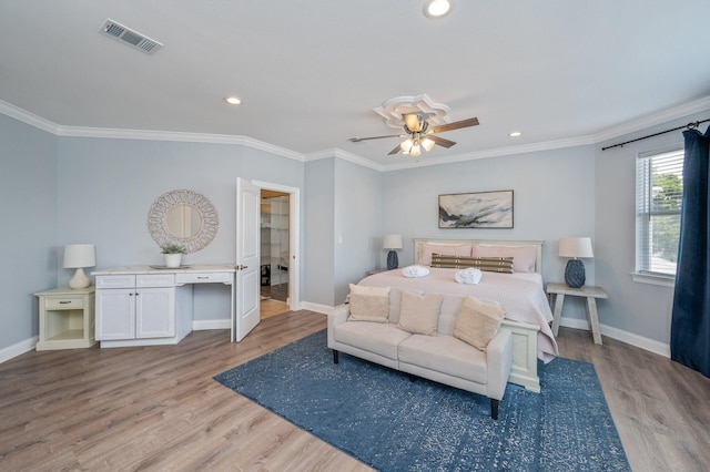102 Terra Cotta Way, Destin, FL 32541 - bedroom featuring wood finished floors, crown molding, recessed lighting, and ceiling fan