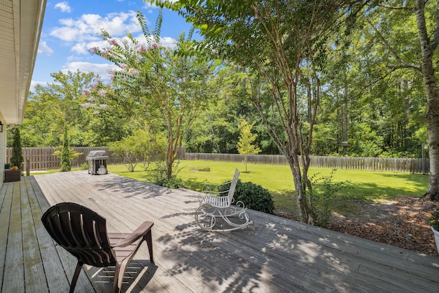 172 Shady Ln, Freeport, FL 32439 - wooden deck featuring a fenced backyard and area for grilling