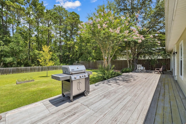 172 Shady Ln, Freeport, FL 32439 - deck featuring grilling area and a fenced backyard