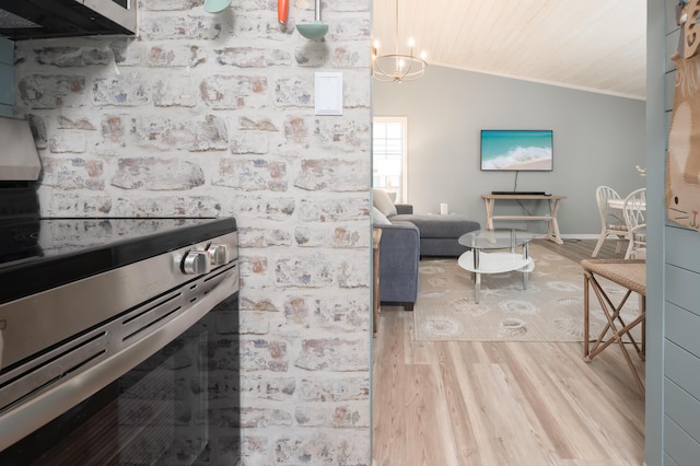 17462 Front Beach Rd Unit 18C, Panama City Beach, FL 32413 - living area featuring vaulted ceiling, light wood-type flooring, ornamental molding, and wooden ceiling