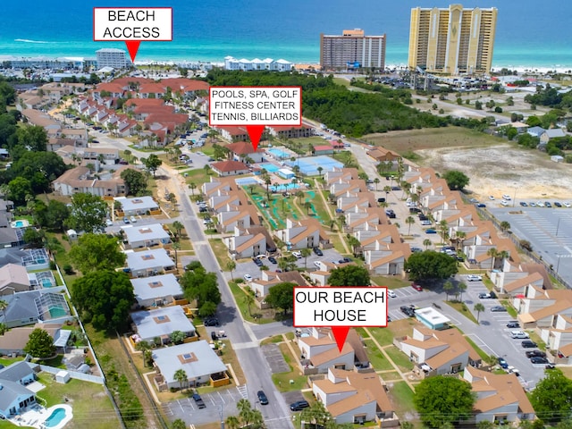 17462 Front Beach Rd Unit 18C, Panama City Beach, FL 32413 - aerial view of property and surrounding area featuring a nearby body of water and nearby suburban area