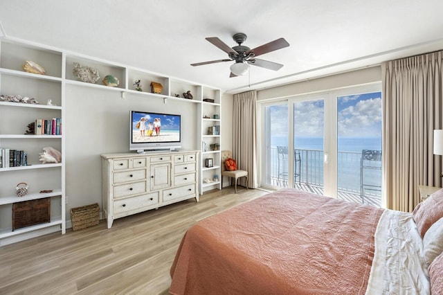 955 Scenic Gulf Dr Unit 410, Miramar Beach, FL 32550 - bedroom with access to outside, light wood-style floors, and a ceiling fan