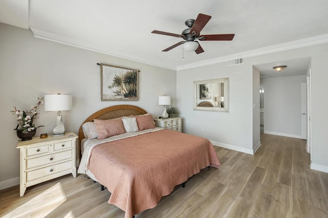 955 Scenic Gulf Dr Unit 410, Miramar Beach, FL 32550 - bedroom with crown molding, light wood-type flooring, and a ceiling fan
